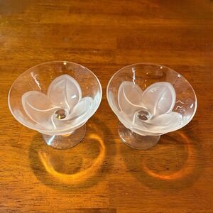 J.G. Durand Cristal d'Arques Florence Crystal Dessert Bowls with Frosted Petals